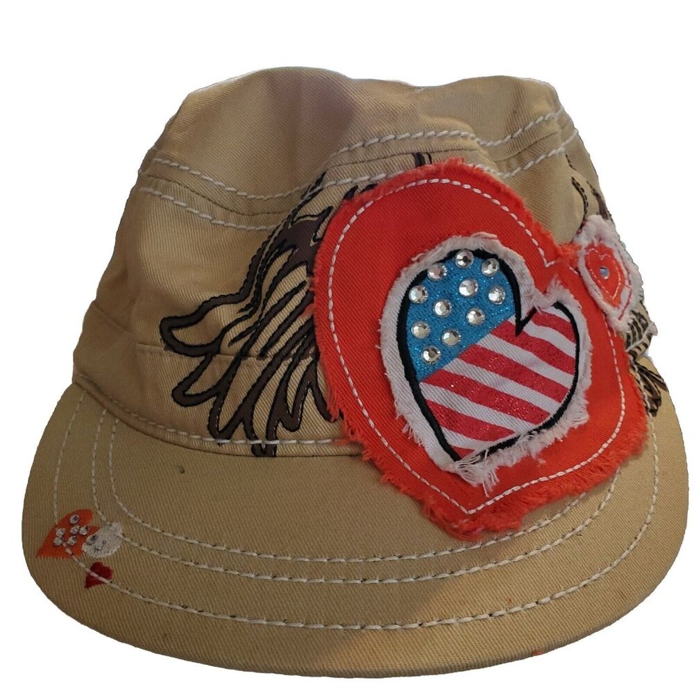 Women 4FAcademy Fits Cap Hat Adjustable  Embroidered Wings Heart USA Bling Patch